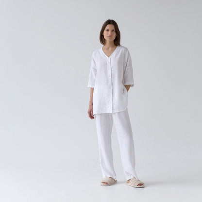 Linen Primrose Loungewear Set - Optical White